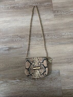 Coach Snake-Print Crossbody Bag with Gold Chain